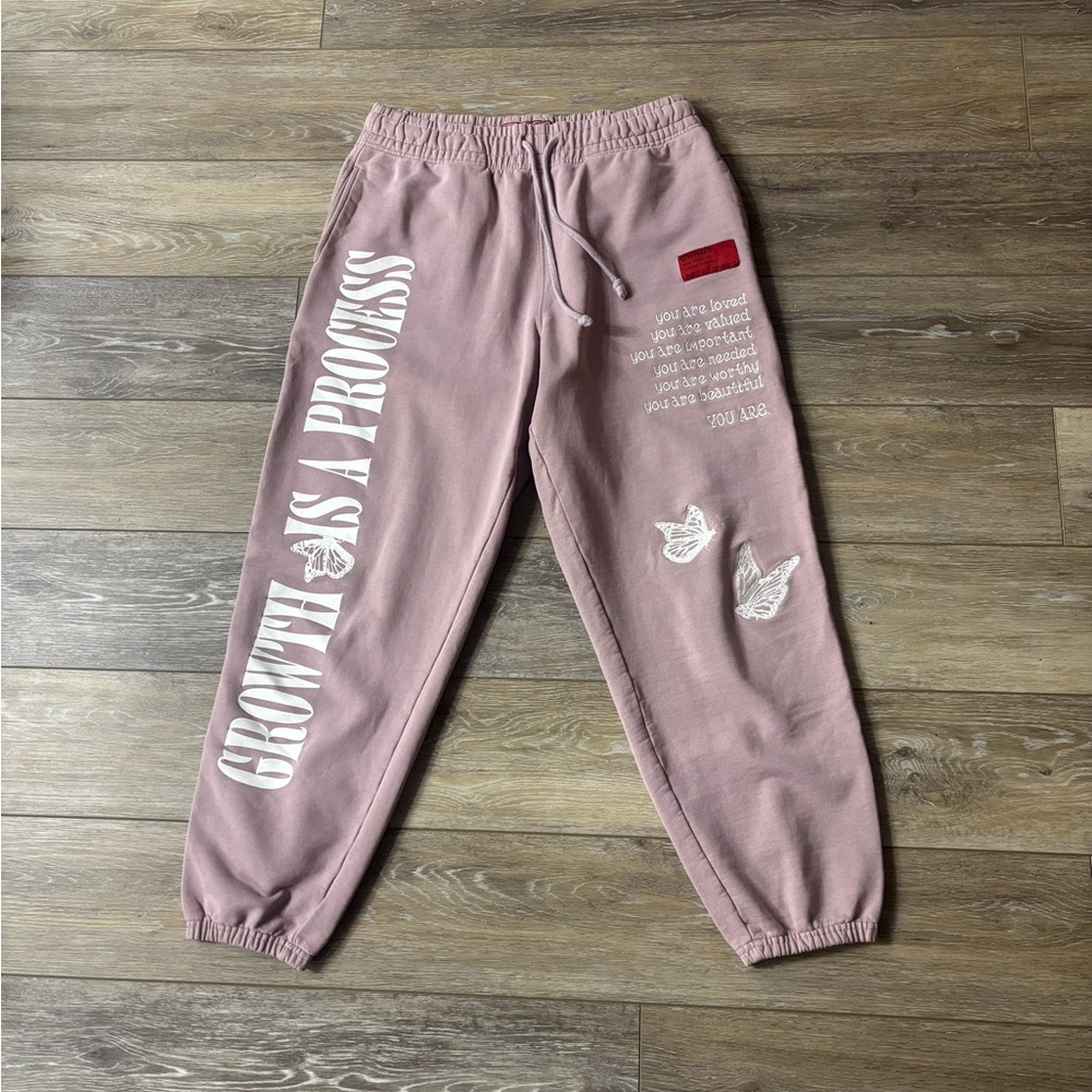 CHNGE Sweatpants Sz M Pink Organic Cotton Joggers Heavyweight Streetwear Lounge